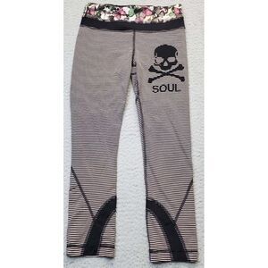 Lululemon x SoulCycle Leggings Women's 2 Multi Striped Skull Workout Gym Fitness